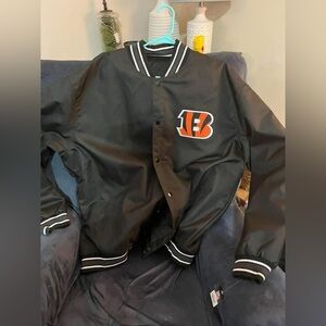 NFL Black Bomber Jacket with Orange Logo